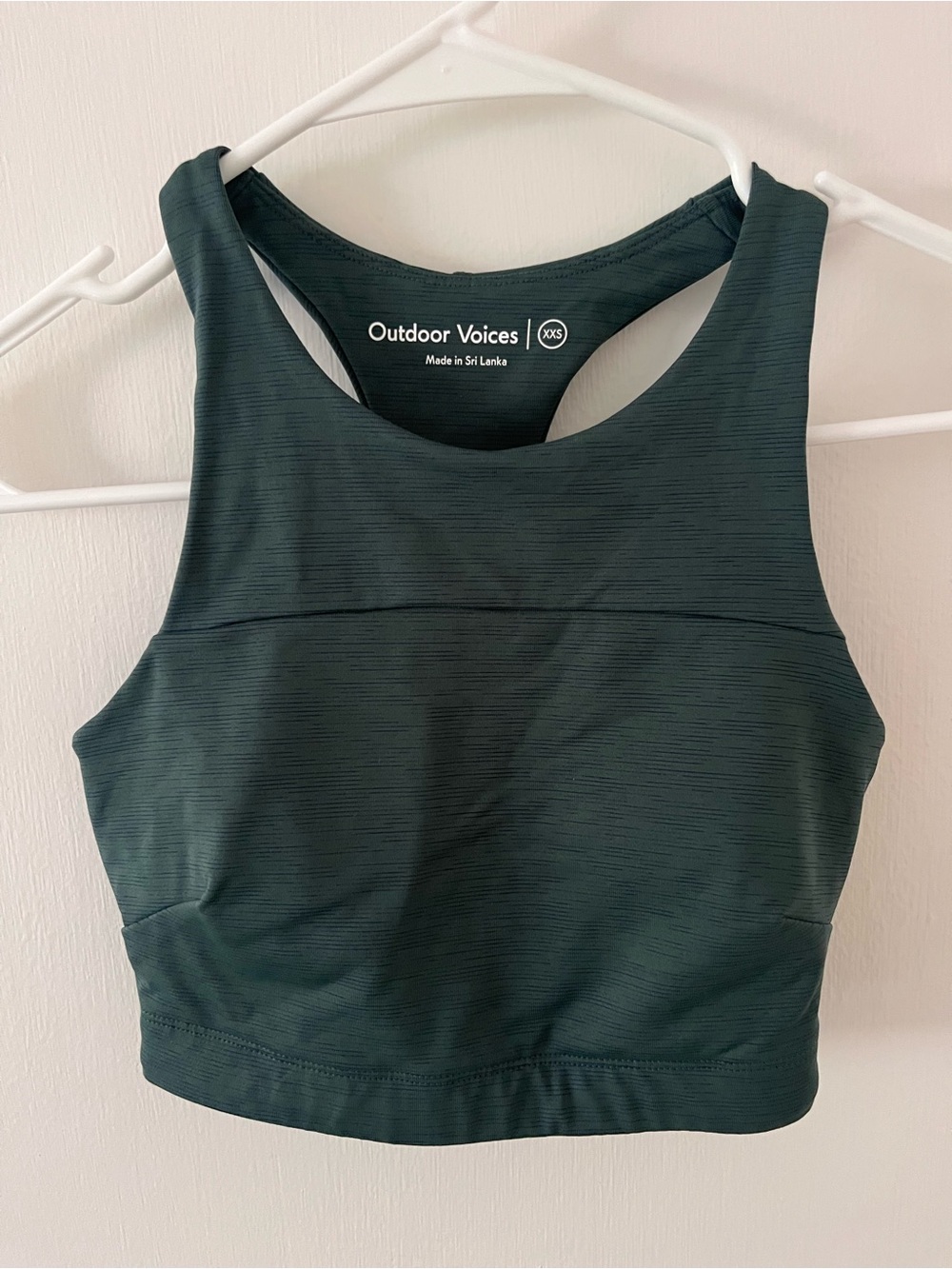 Outdoor Voices Racerback Sports Bra Forest Green Removable Pads XXS